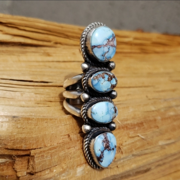 SOLD Golden Hills Turquoise Sterling Ring Sz 6 - Picture 3 of 8